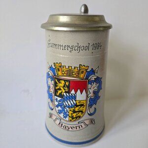 Vintage Bayern 0.5L German Beer Stein With Lid By Rastal Summerschool 1984